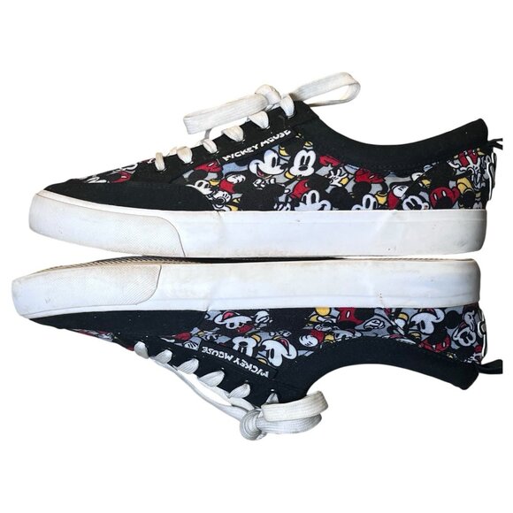 Disney Mickey Mouse tennis shoes black canvas lace up Ground up Size M 10.5 L 12 - Picture 8 of 13